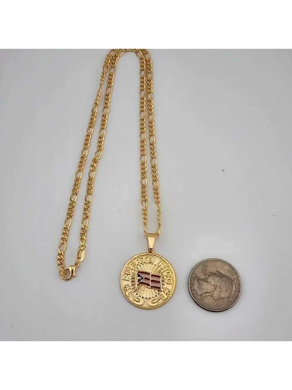 Brand New Brazilian 18k Gold Filled Puerto Rico Round Necklace